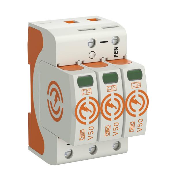 Устройства защиты от импульсных перенапряжений УЗИП для силовых сетей трехполюсный (Класс I+II) 280 В (V50-3-280)