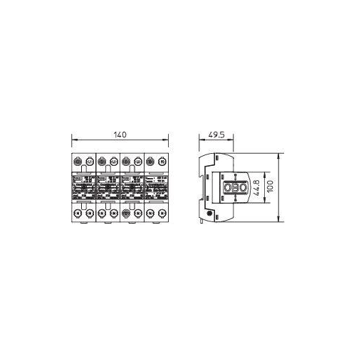 УЗИП для силовых сетей 3+NPE (Класс I), 255 В (MCD 50-B 3+1-OS)