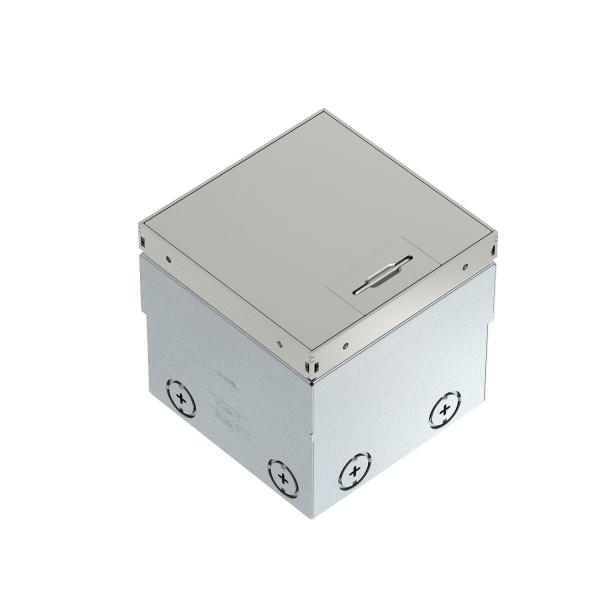 Лючок UDHome2 укомплектованный 2 розетки 2К+З (без выемки под н/п) сталь нерж. 140х140х110 мм (UDHOME2 GVV)