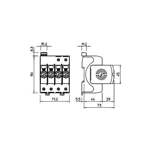 УЗИП для силовых сетей 3+NPE (Класс I+II), 280 В (V50-3+NPE+FS-280)
