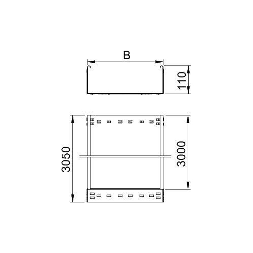 Кабельный листовой лоток неперфорированный 110x600x3050 горячий цинк (MKSMU 160 FT)