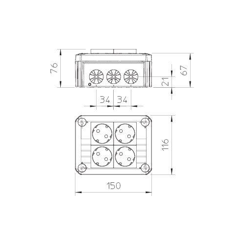 Коробка распределительная T100 150x116x67 с 4 Modul 45 (T 100 4MSD WS)