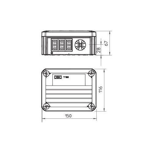 Коробка распределительная T100 150x116x67 с разъемами Wieland (T 100 WB 3S3)