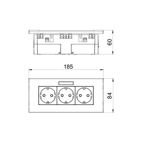 Блок розеточный укомплектованный AR45 (маркировка 3xModul45 84x185x59 мм белый) (SDE-RW D0RW3B)