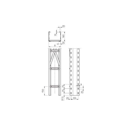 Лоток лестничный 200х160 L6000 сталь 2мм WKLG 1620 FT OBO 6227120