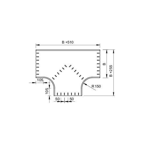 Ответвитель T-образный горизонт. осн. 500х110 RT 150 FT OBO 7119496