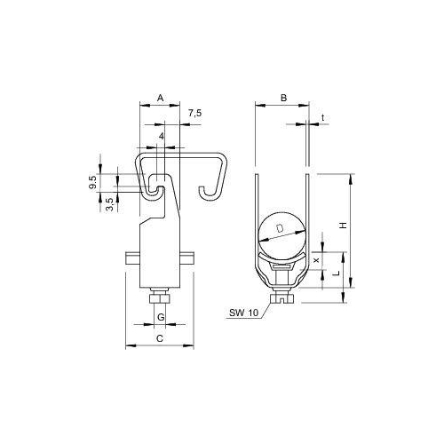 Скоба зажимная U-образ. d8-12мм 2056U M 12 FT OBO 1158007