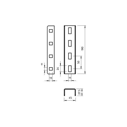 Комплект соединительный для профиля US 3 гор. цинк VUS 3 FT OBO 6018513