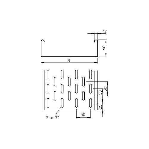 Лоток листовой перфорированный 300х60 L3000 сталь 2мм EKS 630 FS OBO 6056326