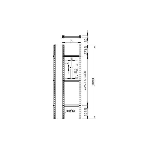 Лоток лестничный 400х50 L3000 сталь SLM 50 C40 4 FT 3000 FS гор. оцинк. OBO 6010482