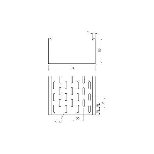 Лоток листовой перфорированный 300х110 L3000 сталь 1.5мм SKS 130 FS OBO 6061303