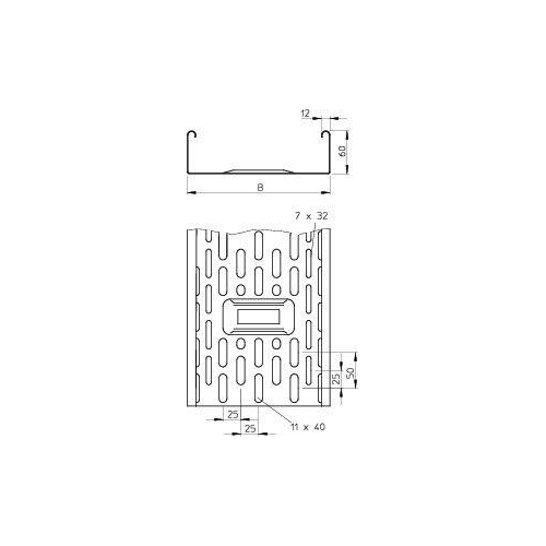 Лоток листовой перфорированный 200х60 L3000 сталь 1мм DKS 620 FS OBO 6085032