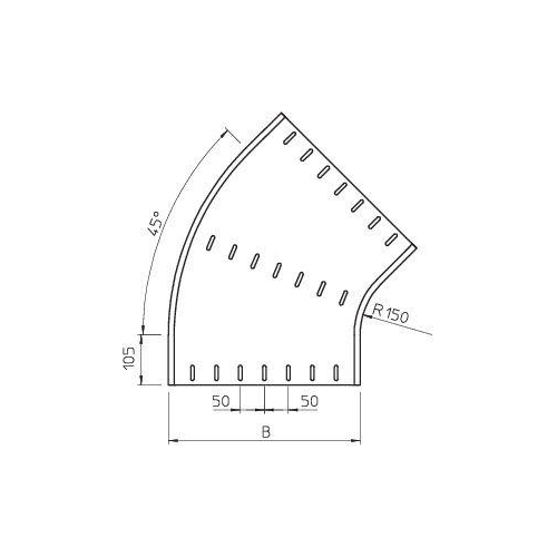 Угол для лотка горизонтальный 45град. 500х110 RB 45 150 FS OBO 7000707