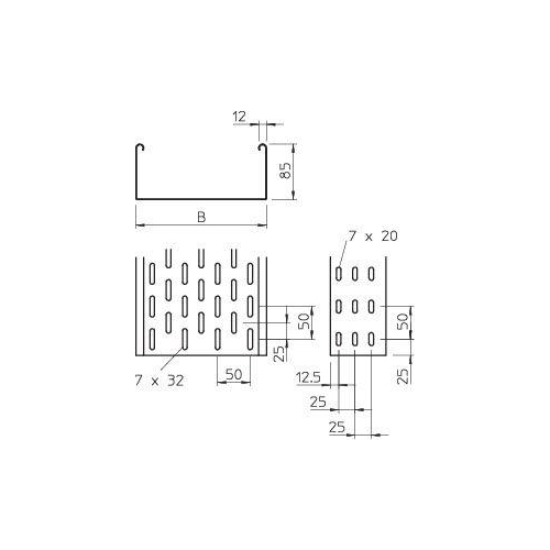 Лоток листовой перфорированный 300х85 L3000 сталь 1.5мм SKS 830 FS OBO 6058302