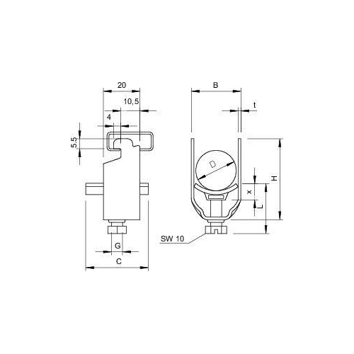 Скоба зажимная U-образ. d8-12мм 2056N 12 FT гор. оцинк. OBO 1163124