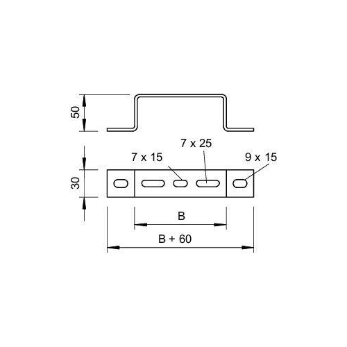 Скоба для крепления лотка к полу/к стене осн.150 гор. цинк DBL 50 150 FT OBO 6015573