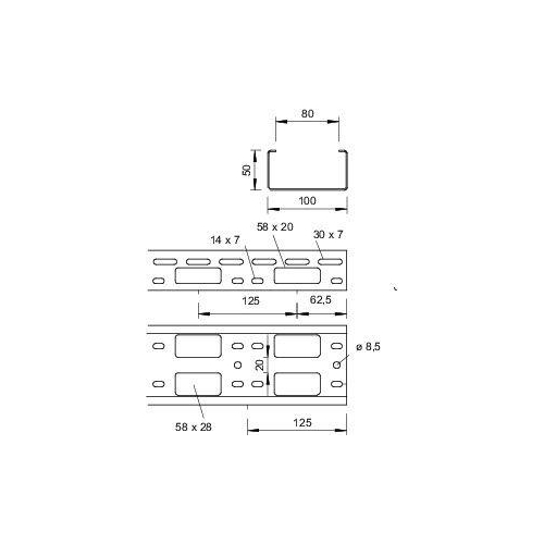 Мини-канал 100х50 L3000 сталь 1.5мм AZK 100 FT OBO 6075258