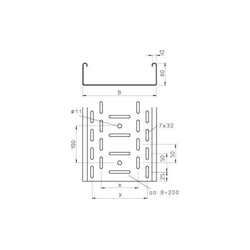 Лоток листовой перфорированный 75х60 L3000 сталь 0.75мм RKS 607 FS OBO 6055893