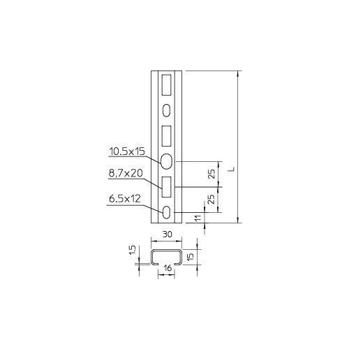 Рейка профильная 30х15 L1000 C30 L 2M FT (дл.2м) OBO 1109871