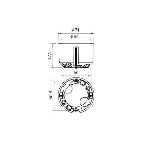 Коробка монтажная 68х47х68 для полых стен HG 60 MW PP OBO 2003611