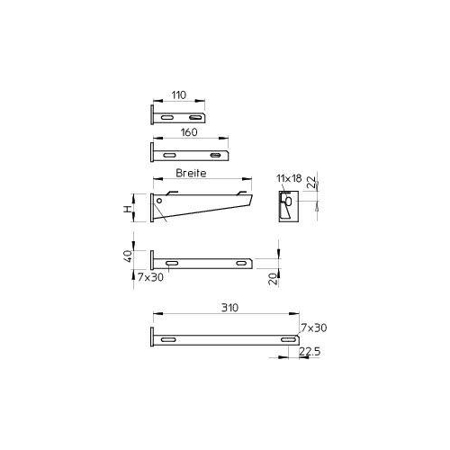 Кронштейн настен./опорный 510х65х40мм AW G 15 51 VA4571 V4A OBO 6420650