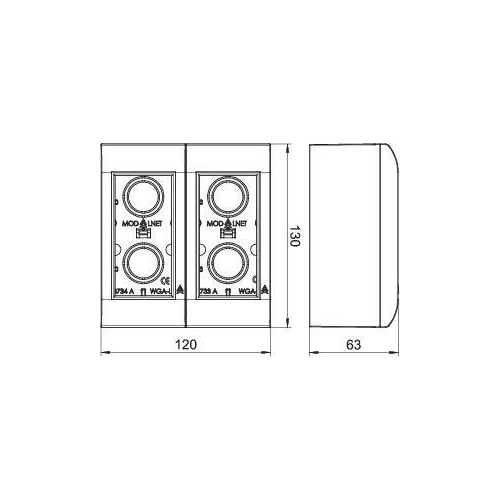 Коробка монтажная ОП 2мод. Modalnet WG-AK RW для монтажа 4 ЭУИ Modul 45 45х45мм бел. OBO 6109900