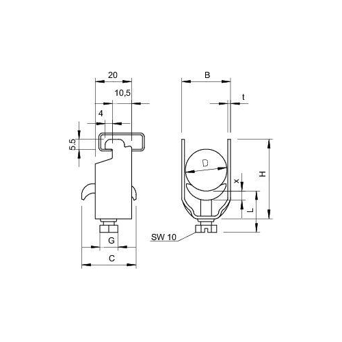 Скоба зажимная U-образ. d12-16мм 2056N M 16 FT гор. оцинк. OBO 1155415