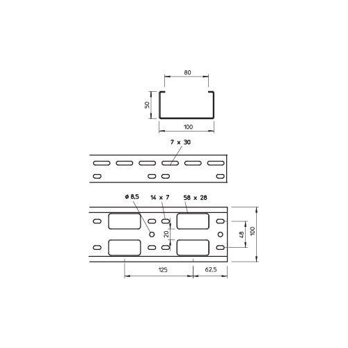 Мини-канал 100х50 L3000 сталь 1.5мм AZK A 100 FT OBO 6076246