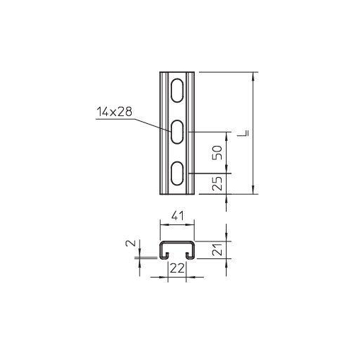 Рейка профильная 41х21 L3000 MS 21 L 700 FT (дл.3м) OBO 1122938