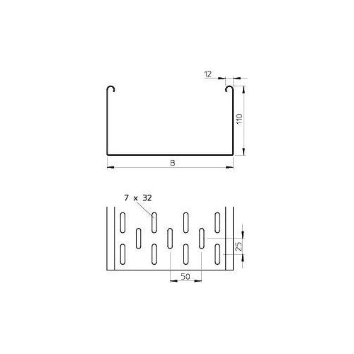 Лоток листовой перфорированный 100х110 L3000 сталь 1мм MKS 110 FT OBO 6060609