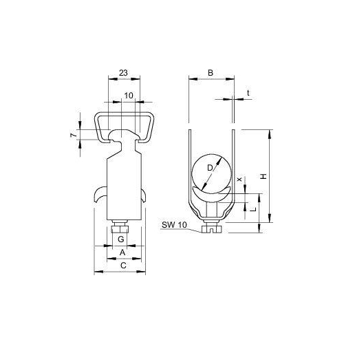 Скоба зажимная U-образ. d16-22мм 2056M 22 FT (уп.100шт) гор. оцинк. OBO 1156020