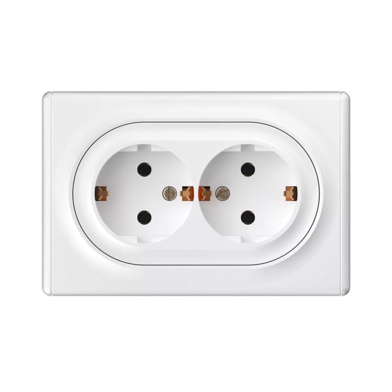 Розетка 2-м СП Florence 16А IP20 с заземл. винт. контакты бел. 1E10401300 OneKeyElectro 2172767