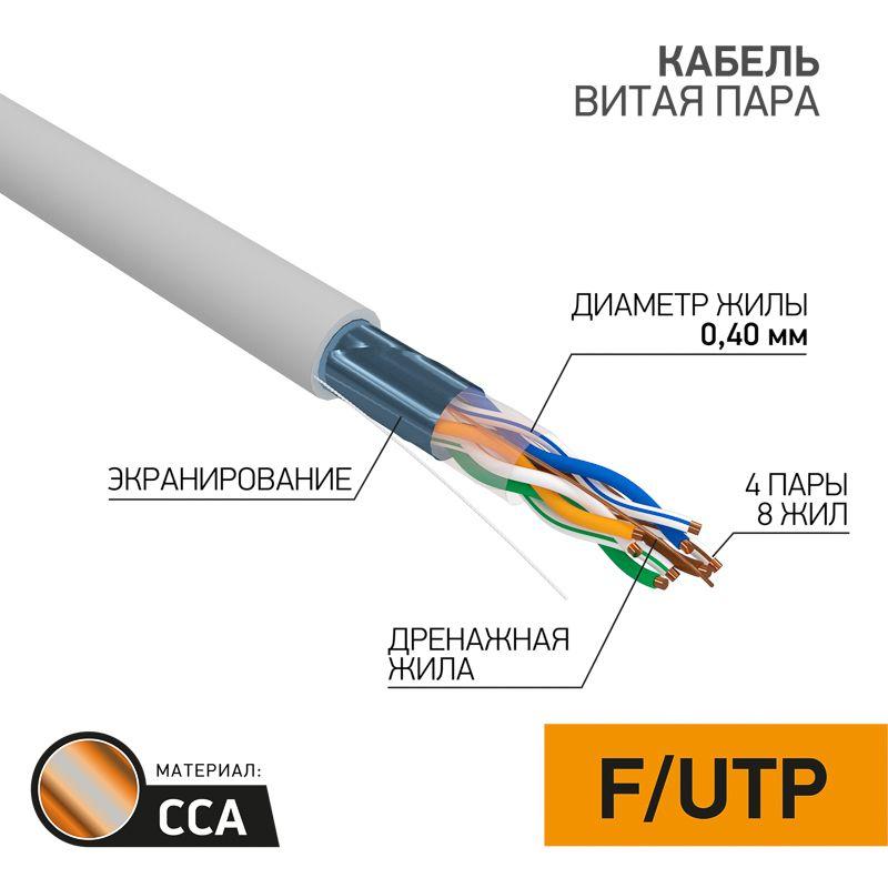 Кабель FTP 4х2х26AWG кат.5 омедн. алюм. (уп.305м) PROCONNECT LIGHT 01-0148-3
