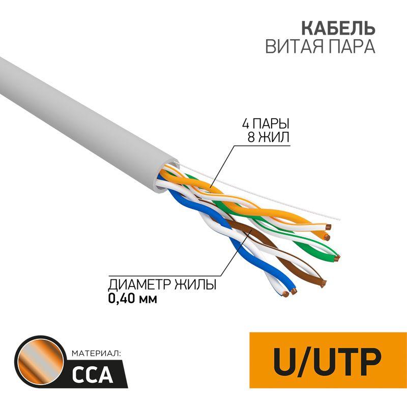 Кабель UTP 4х2х26AWG кат.5 омедн. алюм. (уп.305м) PROCONNECT LIGHT 01-0048-3