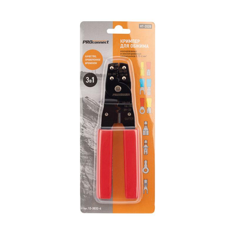Кримпер для обжима автоклемм изолированных и неизолированных 0.10-6.0кв.мм (ht-202B) PROCONNECT 12-3032-4