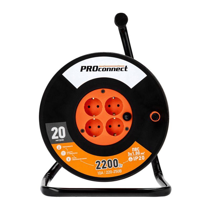Удлинитель силовой на катушке 4х20м с заземл. STANDART ПВС 3х1 PROCONNECT 11-7604