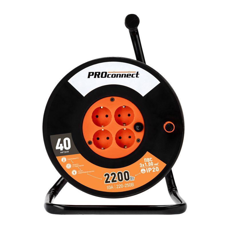 Удлинитель силовой на катушке 4х40м с заземл. STANDART ПВС 3х1 PROCONNECT 11-7606