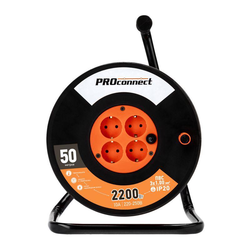 Удлинитель силовой на катушке 4х50м с заземл. STANDART ПВС 3х1 PROCONNECT 11-7607