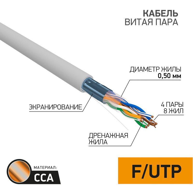 Кабель FTP 4х2х24AWG кат.5e омедн. бухта (м) PROCONNECT 01-0142-3