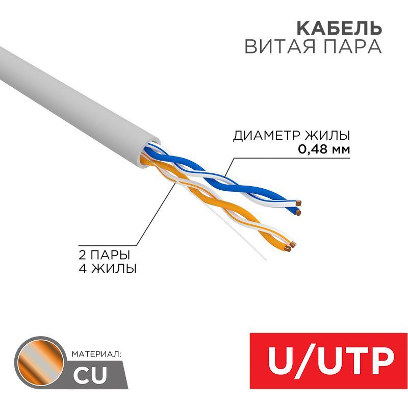 Кабель UTP 2х2х24AWG кат.5е медь 305м (м) PROCONNECT 01-0027