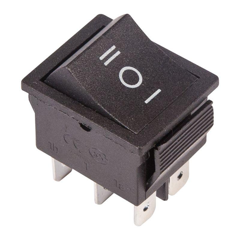 Выключатель клавишный 250В 15А (6с) (ON)-OFF-(ON) с нейтралью, 36-2370