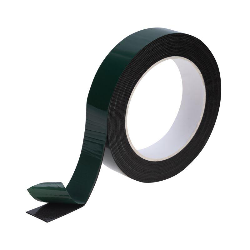 Скотч двухстор. 25ммх5м зел. на черной основе REXANT 09-6125