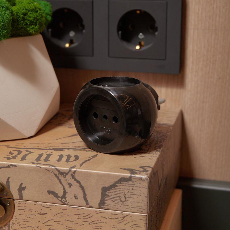 Тройник электрический "Шар" 220В 6А черн. REXANT 11-1063-1