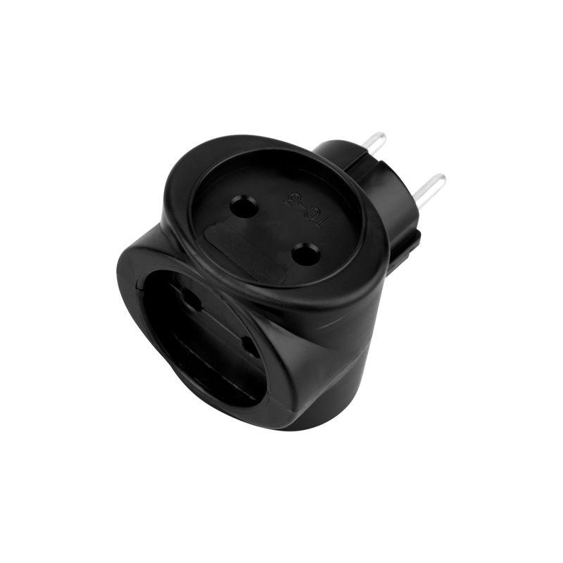 Тройник электрический биметалл 220В 6А черн. REXANT 11-1064-1