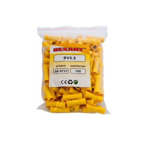 Гильза соединительная изолированная VB 5.5 4-6кв.мм желт. (уп.100шт) Rexant 08-0731