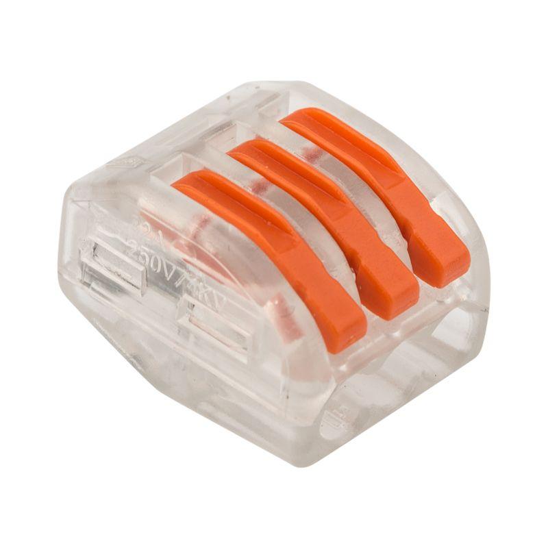 Клемма универс. многораз. 3-проводная (0.08-2.5 (4)кв.мм) (уп. 50шт.) прозрач. Rexant 07-5253-1