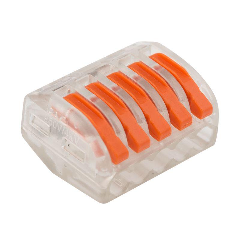 Клемма универс. многораз. 5-проводная (0.08-2.5 (4)кв.мм) (уп.40шт) прозрач. Rexant 07-5255-1