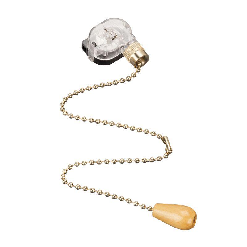 Выключатель для настенного свет. с цепочкой и дерев. наконечником зол. Rexant 32-0106