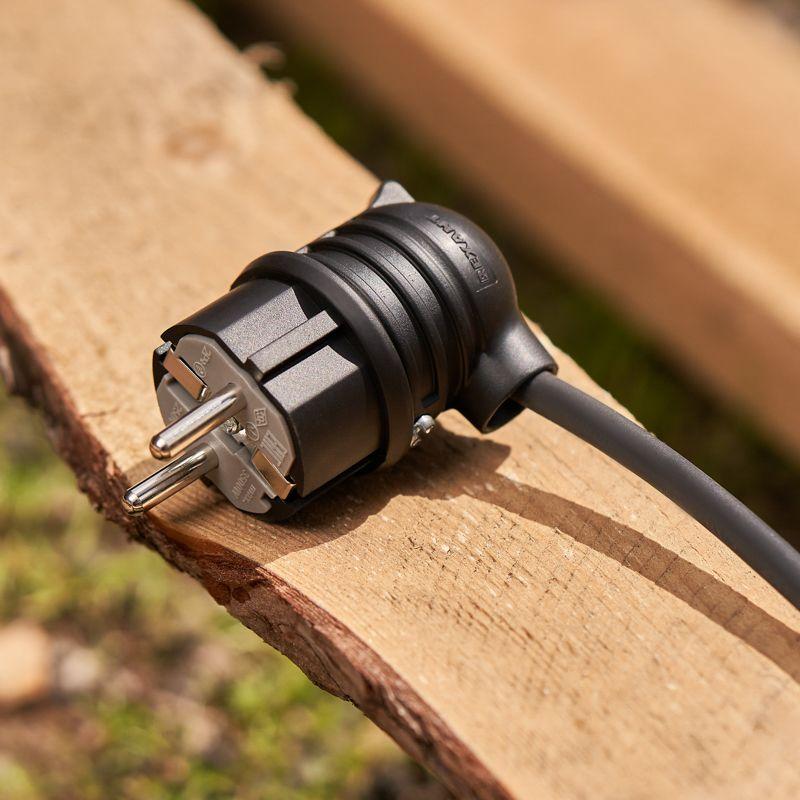 Вилка угловая влагозащищенная с заземлением16А IP44 каучук Rexant 111-003