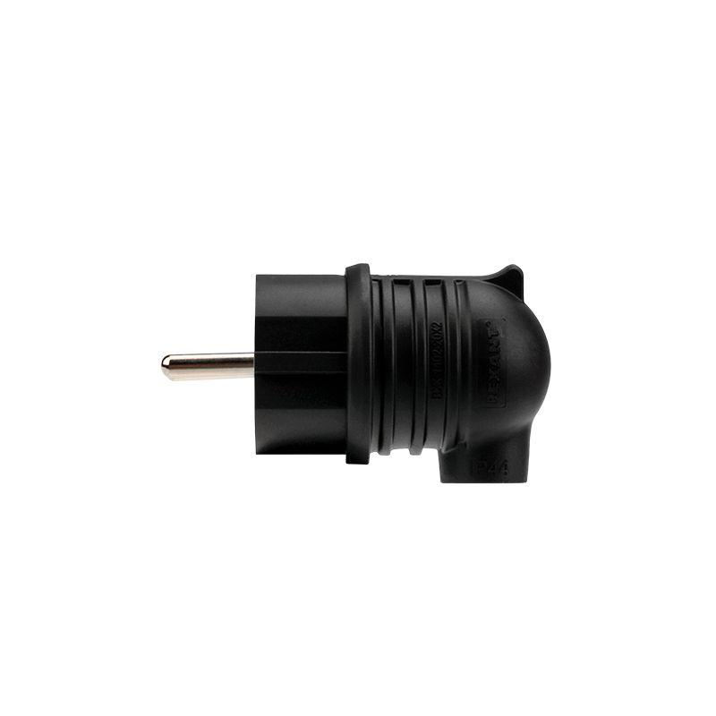 Вилка угловая влагозащищенная с заземлением16А IP44 каучук Rexant 111-003